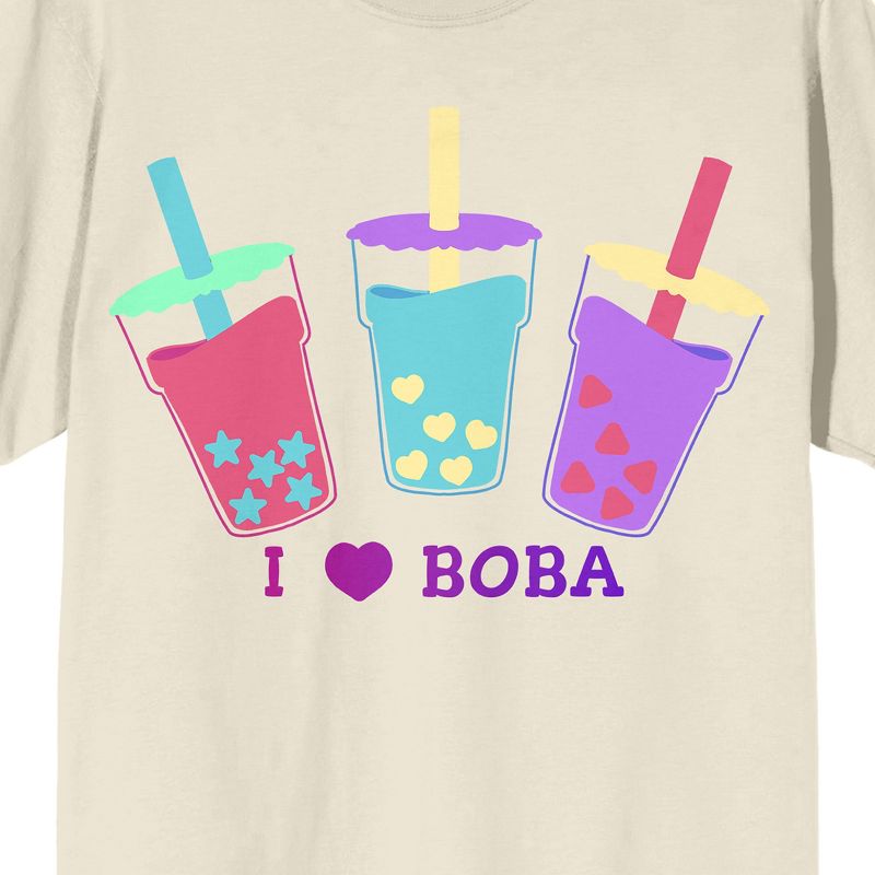 Bobadorable I Love Boba Tea Unisex Adult Natural Graphic Tee, 2 of 4