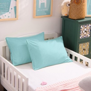 2 Pack 500 Thread Count Cotton Envelope Toddler Pillowcases, Ultra Soft Travel Pillow Cases - NTBAY - 1 of 4