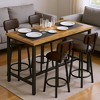 Hooseng Modern Farmhouse Style 5 Piece Dining Table Set with MDF Top, Metal Frame and Upholstered Bar Stools, 4-Person Dining Room Table Set for 2 - 3 of 4