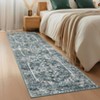 Washable Floral Medallion Living Room Rugs, Distressed Print Retro Accent Bedroom Carpet, Large Low Pile Dining Room Rugs - 2 of 4