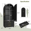 Wardrobe Closet with 2 Drawers and Arched Doors, 73" Tall Wooden Bedroom Armoires with Hanging Rod - 2 of 4