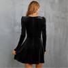 Womens Velvet Dress V Neck High Waist Surplice Christmas Dress Slim Fit Flared Mini Dress for Night Date Evening Events - 2 of 4