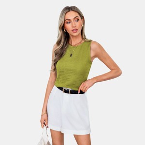 Women's Chic Sleeveless Textured Olive Top - Cupshe - 1 of 4