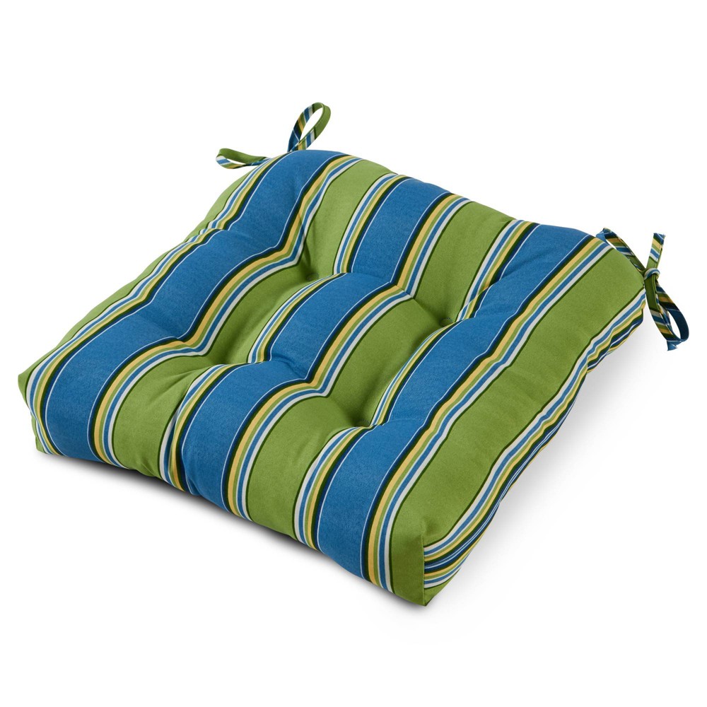 Kensington Garden 20"x20" Striped Outdoor Chair Cushion Cayman: Water-Resistant, UV & Stain-Resistant Patio Comfort