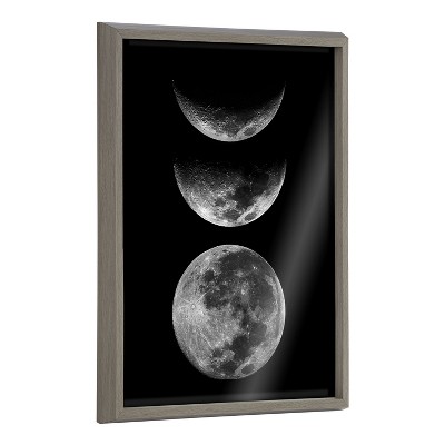 Kate and Laurel Blake Mod Moon It's Just a Phase Framed Printed Glass by The Creative Bunch Studio, 18x24, Gray