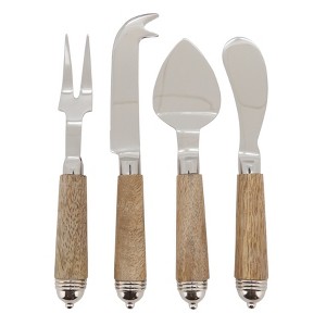 Saro Lifestyle Bark Wood Cheese Cutlery, Ecru (Set of 4) - 1 of 4