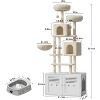 Cat Tree with Litter Box Enclosure 75.6",Modern 2-in-1 Cat Tower with Hidden Litter Box,Indoor Cat Condo Furniture with Condos,Posts,Hammock - 2 of 4