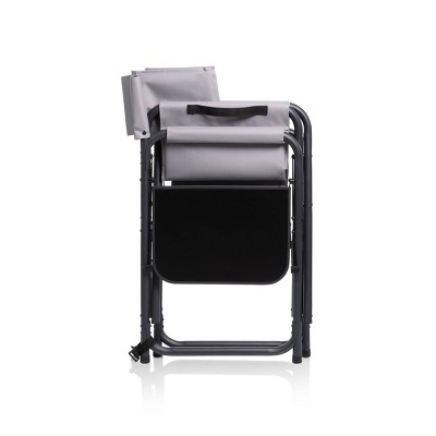 Gray and Black Aluminum Portable Outdoor Chair with Side Table