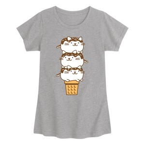 Girls' - Instant Message - Kawaii Ice Cream Cone Fitted Short Sleeve Graphic T-Shirt - 1 of 4