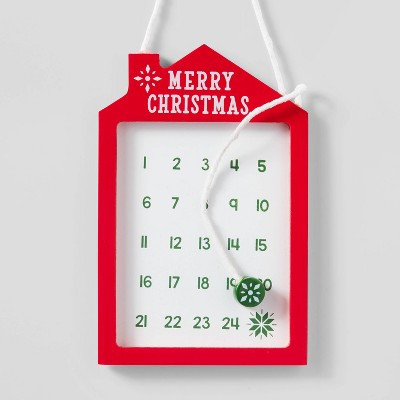 Wood & Metal Countdown Calendar House with Magnet Red/Green - Wondershop™