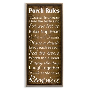 Stupell Industries Porch Rules Country Rustic Black Framed Floater Canvas Wall Art - 1 of 4