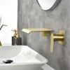 Cobbe Bathroom Sink Faucet for Vanity with Waterfall Spout 2-Hole Installation Wall-Mounted Single Handle Faucet Brushed Gold - 2 of 4