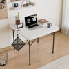 VECELO Folding Card Table with Mesh Bag, Portable Heavy Duty Tabletop with Handle & Leg Lock for Camping or Picnic, Black/White/Gray - 4 of 4