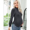 WhizMax Women's Knit Ribbed Maternity Top Mock Neck Long Sleeve Shirts Pregnant Ruched Tunic Pullover Sweater - 2 of 4
