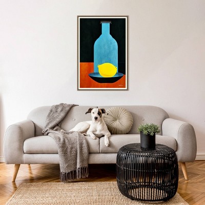23" x 33" Blue and Yellow Framed Canvas Still Life Print