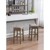 TROPOW 26" PU Leather Counter Stools, Modern Nailhead Trim Saddle Barstools, Island Chairs, Backless Upholstered Counter Height Stools - 2 of 4