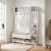 LIVAREEmlen Multi-purpose Hallway Hall Garment Racks with Removable Linen Cushioned Entryway Bench, Coat Rack, Storage Shelves,White - 3 of 4