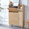 Modern Simple Rattan Shoe Cabinet with 4 Drawers and 1 Door, Natural  - ModernLuxe - 2 of 4