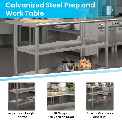 Stainless Steel 48" Work Table with Adjustable Undershelves