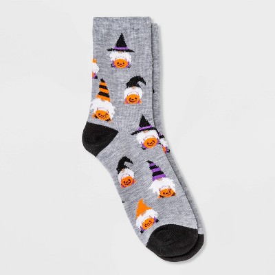 Women's Gnome Halloween Crew Socks - Hyde & EEK! Boutique™ Heather Gray 4-10