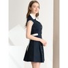 Allegra K Women's Vintage Button Down Flat Collar Belted Office Mini Shirt Dress - 4 of 4