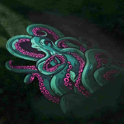Green Octopus Bathroom Anti-Slip Mat, Microfiber Absorbent Octopus Anti-Slip Mat Backing
