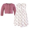 Hudson Baby Infant and Toddler Girls Cotton Dress and Cardigan Set, Plum Wildflower - 3 of 4