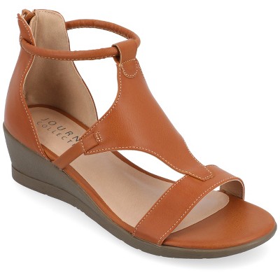 Journee Collection Womens Aretha Tru Comfort Foam Back Heel Zip Peep Toe  Wedge Sandals, 12 Taupew : Target