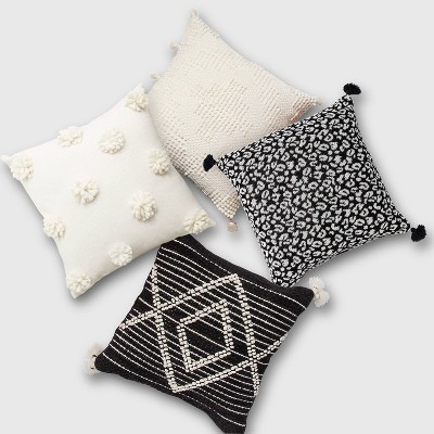 Broyhill Hawthorne Black & White Geometric Square Throw Pillow