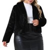 Agnes Orinda Women's Plus Size Winter Cropped Lapel Shrug Long Sleeve Fluffy Faux Fur Coat - 2 of 4