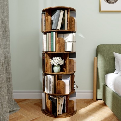 Aheaplus Rotating Bookcase, 4/5-tier Revolving Storage Organizer for Home Office and Living Room