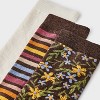 Women's Floral & Striped 3pk Crew Socks - A New Day™ Brown Heather/Burgundy/Ivory 4-10 - 3 of 3