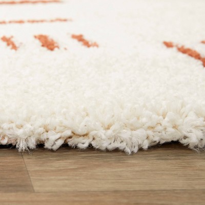 Kids' Geometric Shag Rust & White 5'3" x 7' Area Rug