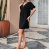 Anna-Kaci Women's Puff Sleeve Mini Dress with Lace-Up Neckline and Relaxed Woven Fit - 4 of 4