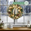 Christmas wreath, pre-assembled wreath for front door with gold bow, artificial pre-decorated holiday decoration with balls, ribbons, pine cones - 4 of 4