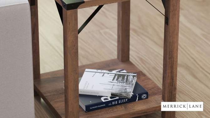 Merrick Lane Modern Farmhouse Engineered Wood End Table and Powder Coated Steel Accents, 2 of 11, play video