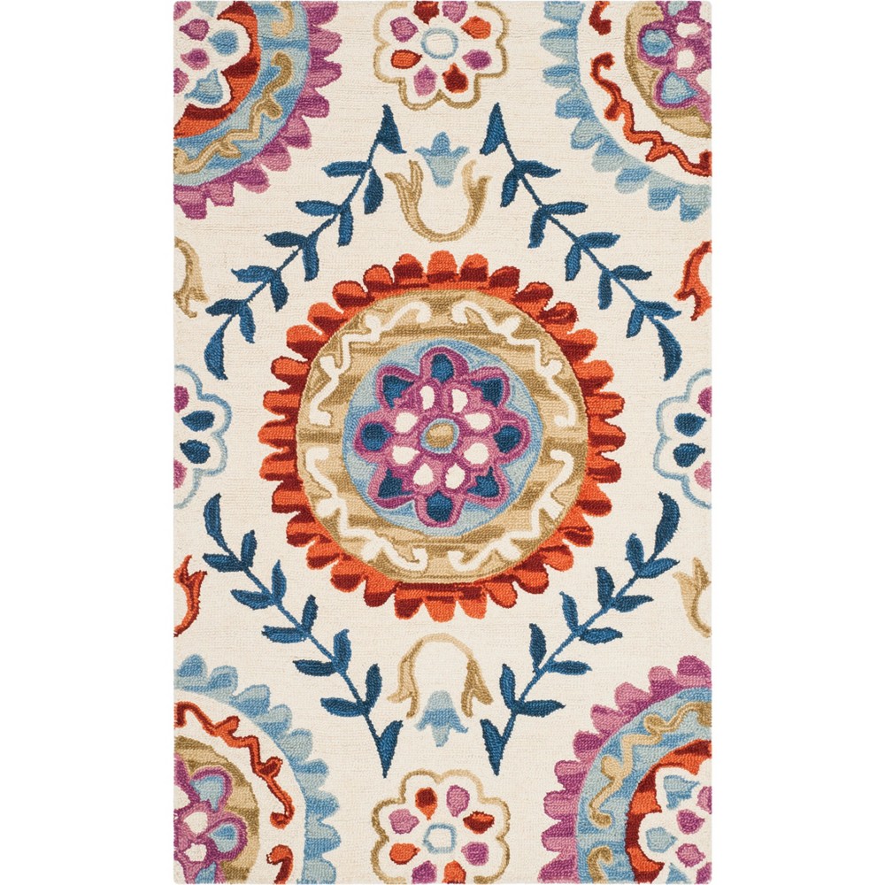 3'x5' Floral Hooked Accent Rug Ivory - Safavieh