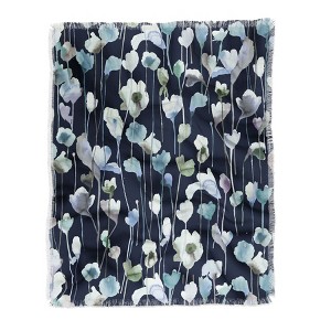 Ninola Design Watery Abstract Flowers Navy Woven Throw Blanket - Deny Designs - 1 of 2