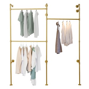 YIYIBYUS Wall Mounted Heavy Duty Metal Garment Frame Clothing Rack, Gold - 1 of 4