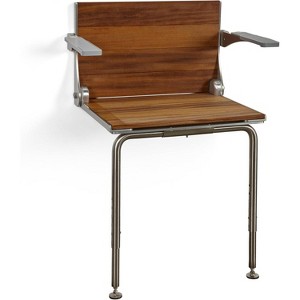 Seachrome Silhouette Comfort Plus Heavy Duty Folding Wall Mount Shower Bench Seat with Armrests and Legs - 1 of 1