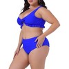 Agnes Orinda Women's Plus Size Ruffle Tie High Waisted Tummy Tummy Control Two Piece Swimwear - 2 of 4