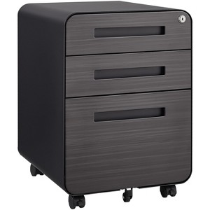 TIRAMISUBEST 3-Drawer Mobile File Cabinet with Lock, Under Desk Storage for Legal/Letter/A4 Files, 5 Wheels, Black - 1 of 4