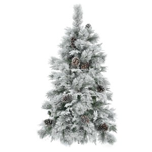 SEVOBAL 4FT Snow Flocked Christmas Tree Christmas Trees Prelit Artificial Christmas Tree Pre-Lit Set Premium Holiday Décor, Green, 31.5"*14.1"*11.9" - 1 of 4