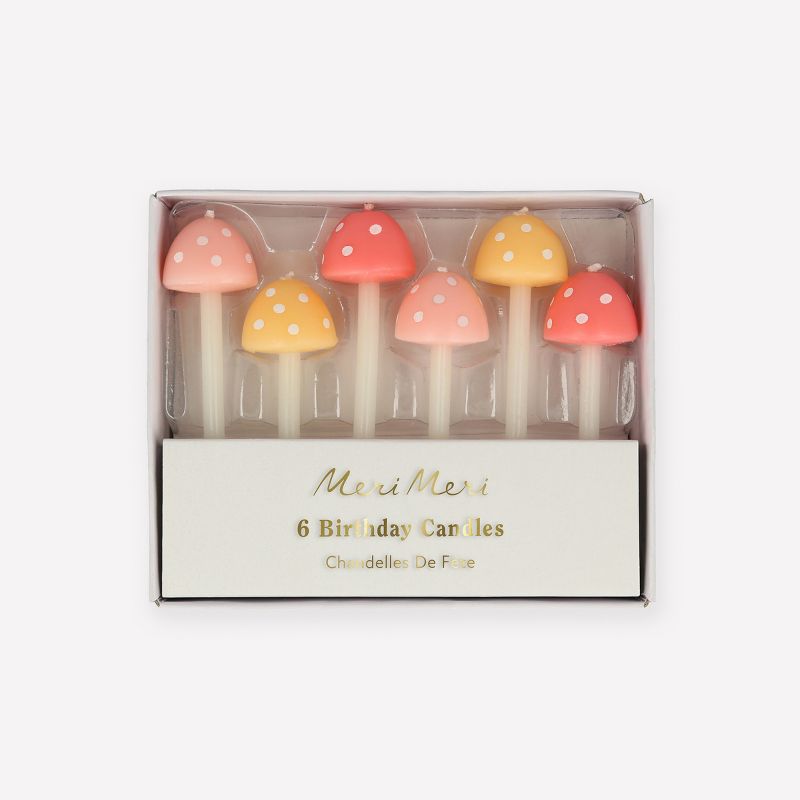Meri Meri Mushroom Birthday Candles (Pack of 6), 1 of 5