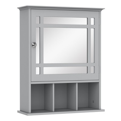 GlasFlength Decorative Wall Mirrors Vanity Mirrors Open Shelves Bathroom Decor Cabinet Accent Mirror for Bathroom Wall, Gray, 19"*6.5"*23.5"