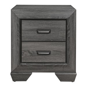 Gulches Gray 2-Drawer Nightstand with Dovetail Joints, Metal Glides & Flat Cup Pulls, Contemporary Rustic Bedroom Furniture - 1 of 4