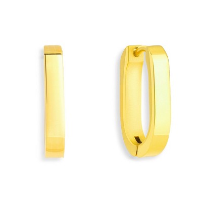 EVRY JEWELS WATERPROOF Gold or Silver Plated Stainless Steel Slim Block Hoops