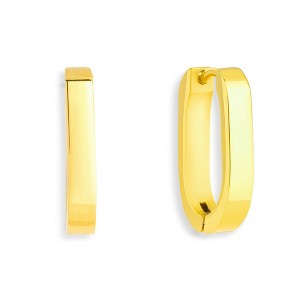 EVRY JEWELS WATERPROOF Gold or Silver Plated Stainless Steel Slim Block Hoops - 1 of 3
