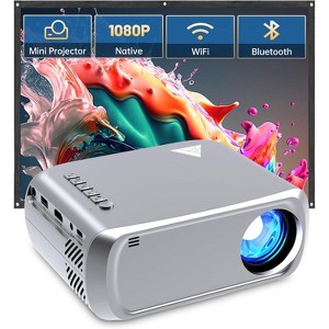 Mlchdykcp Projector with WiFi and Bluetooth, Mini Portable Projector 1080P HD 170" Movie Projector, Outdoor Projector Compatible - 1 of 4