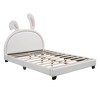 CAVINAS Twin/Full Size Upholstered Leather Platform Bed with Rabbit Headboard,Wooden Bed Frame for Kids Room,Bedroom - 4 of 4